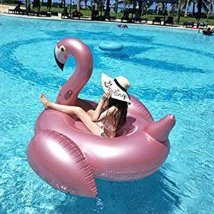 Rose Gold Flamingo Pool Float - Inflatable Outdoor Pool Lounger